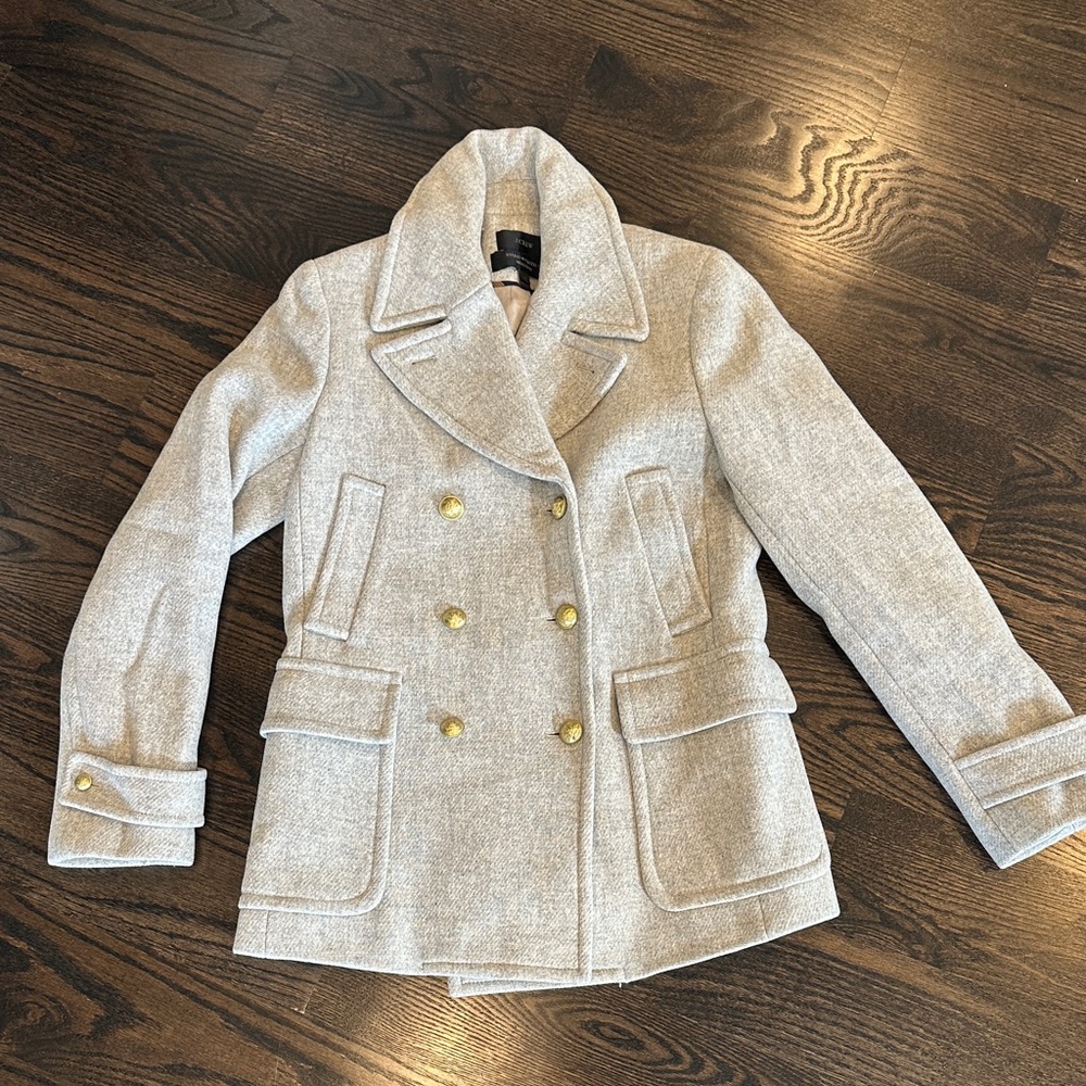 J. Crew Women's Pea Coat with Gold Buttons